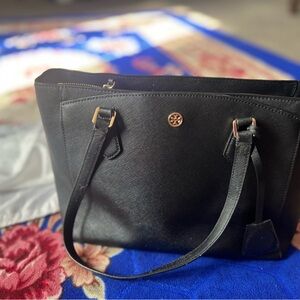 Tory Burch Black Tote with Gold Accents
